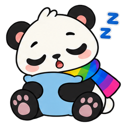 眠っている、パンダのキャラクター