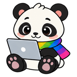 パソコンで学ぶ、パンダのキャラクター