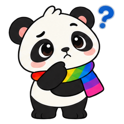 考えている、パンダのキャラクター